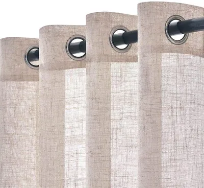 Obrázek produktu pro Průsvitné lněné záclony – moderní – 2 kusy – bílé – 140 x 122 cm