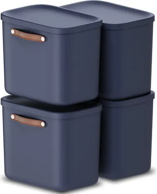 Produktbild von Rotho Aufbewahrungsbox 4er-Set 25L Maloja - Kunststoffbox 40 x 23,5 x 34 cm - Box mit Deckel - Stapelbox sicher verschließbar - Plastikbox