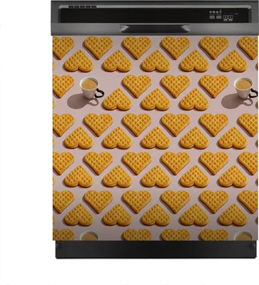Produktbild von Aufkleber sticker 60x60 cm Dekorative folie Spülmaschine - Waffeln und eine Tasse Kaffee
