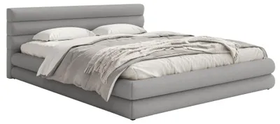 Produktbild von Selsey ALEGRE – Polsterbett mit Chenille-Bezug und Stauraum, Hellgrau, 140x200 cm