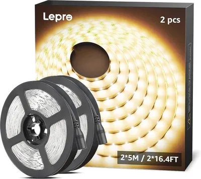 Immagine prodotto di Striscia LED flessibile autoadesiva per decorazioni interne ed esterne con 5 m di illuminazione a LED bianco caldo