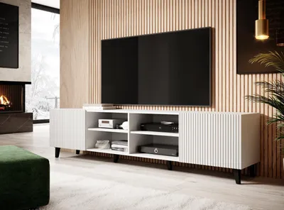 Produktbild von TV stolík komoda TV skrinka PAFOS 200 biely 200x52x40cm