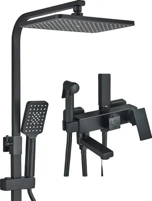 Produktbild von Duscharmatur Set, Zeitgenössischer Stil, Schwarz 4-Wege