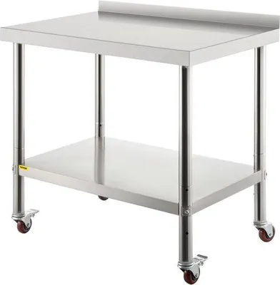 Image de Plan de travail en acier inoxydable 36 x 24 x 35 pouces - Table de cuisine en métal robuste