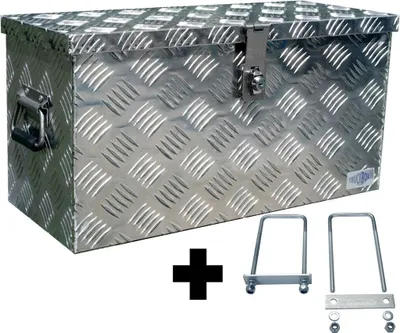 Produktbild von Truckbox D040 + inkl. Montagesatz MON5002 Deichselbox, Werkzeugbox, Alu Riffelblech, Transportbox, Alu Transportkiste, Anhängerkiste - ca. 40 Liter