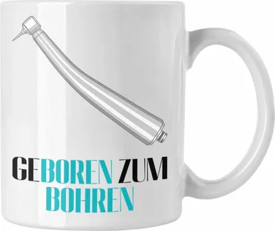Produktbild von Trendation - Geboren Zum Bohren Tasse Geschenk Zahnarzt Lustig Praxis Geschenkidee Zahnarzthelferin Zahntechniker Zahnärztin Zahnmedizinische Fachangestellte (Weiß)