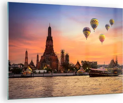 Produktbild von Bilder auf glas - Tempel Asien - 70x50cm - Glasbilder - Wandbilder - Bilder - Kunstdruck - zum Aufhängen bereit - Wanddekoration aus Glas - Glas Bilder - Wandbild auf Glas - Einteilig - GAA70x50-3437