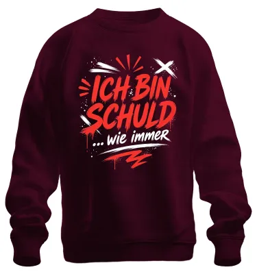Immagine prodotto di "Sono colpevole, come sempre." Felpa con cappuccio, sarcasmo, "capro espiatorio", colore bordeaux, taglia XXL