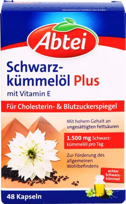 Produktbild von Abtei | Schwarzkümmelöl Plus mit Vitamin E | 48 Kapseln