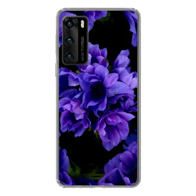 Produktbild von MuchoWow® Handyhülle Schutzhülle Hülle für Huawei P40 Muster - Blumen - Lila Silikon Softcase Handy Hülle - Handytasche