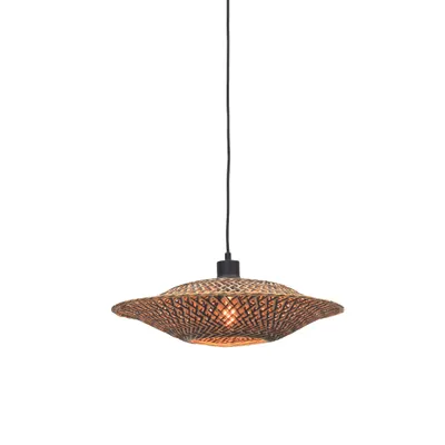 Image de GOOD&MOJO - Lampe à suspendre Bali - Bambou/noir - Ø44cm Lampe à suspendre - Lampe de table à manger - Lampe de salon - Lampe de chambre à coucher - Salon