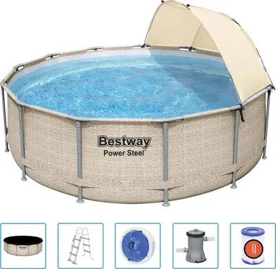 Zdjęcie produktu dla Zestaw basenowy Bestway Power Steel Swimmingpool Set mit Dach 396x107 cm