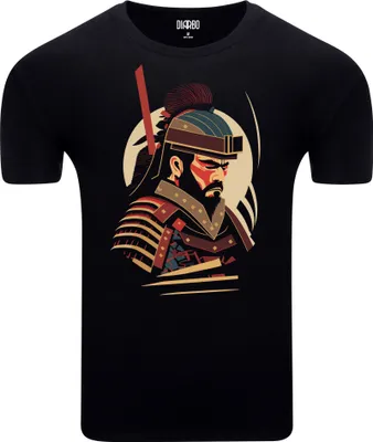Produktbild von Diarbo Herren T-Shirt mit klassischem Druck Samurai Schwarz Gr.M