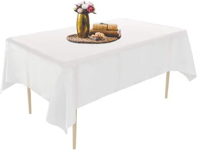 Produktbild von Plastik Tischdecken - Pack von 6 - 137 x 274 cm - Weiß - Premium rechteckige Gartentischdecke - Ideal für Catering, Feiern, Partys, Hochzeiten oder zu Hause - Weiß - Plastik - 137x274 cm