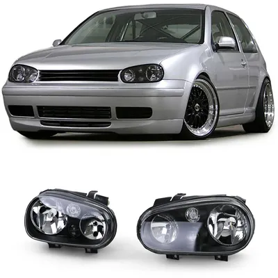 Für VW Golf IV 4 97-03 Klarglas Scheinwerfer Schwarz Set mit Nebelscheiwerfer in der Farbe Schwarz von Carparts-Online GmbH