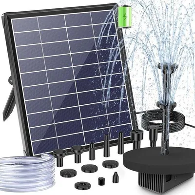 Obrázek produktu pro Solární čerpadlo na vodu do zahrady – 65 W, 220 l/h – pro venkovní použití – s integrovanou baterií
