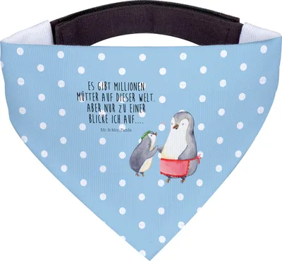 Produktbild von Mr. & Mrs. Panda Halstuch Hund Pinguin mit Kind - Blau Pastell - Geschenk, Muttertag, Hundehalstuch, Pinguine, Für Hunde, Tuch, Vorbild Mama, Mutter