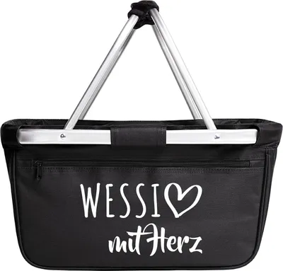 Produktbild von Huuraa Einkaufskorb Wessi mit Herz 20 Liter Black faltbarer Tragekorb Geschenkidee