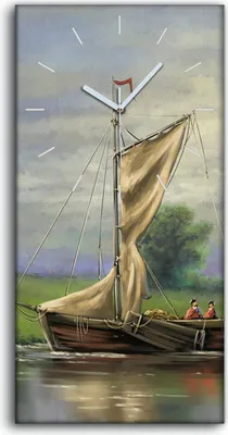 Produktbild von Wandbild Leinwand Bilder Wanduhr Quarz 30x60 Wasser schiffe Segel Windmühle - weiße Hände