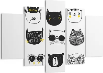 Produktbild von Bild auf Leinwand - Leinwandbild - Katze Haustier Tiere Illustration - 150x100cm - Wand Bild - Wanddeko - Leinwanddruck - Bilder - Kunstdruck - Leinwand bilder - Wandkunst - EA150x100-2847