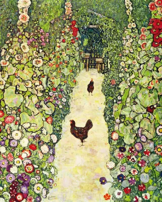Produktbild von Gustav Klimt Kunstdruck Bild - Gartenweg Mit Hühnern, 1916 (50 x 40 cm)