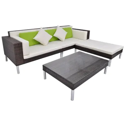 Produktbild von vidaXL 4-tlg. Garten-Lounge-Set mit Auflagen Poly Rattan Braun