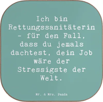 Produktbild von Mr. & Mrs. Panda Tischuntersetzer Spruch Rettungssanitäterin - Meeresbrise - Geschenk, Berufsprodukte, Mut, Coaster, Berufung, medizinisches Wissen, Anerkennung, Beruf
