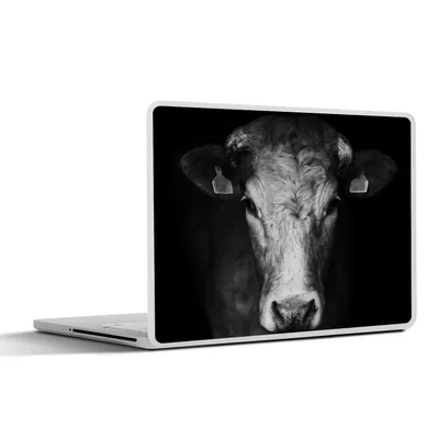 Produktbild von MuchoWow® Laptop Aufkleber Sticker Cover Tiere - Kuh - Schwarz - Weiß - Kuhkopf 31x22.5 cm - Laptop-Deko