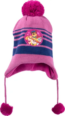 Produktbild von Paw Patrol Strickmütze für Mädchen - Kinder Wintermütze mit Bommel Mütze Pink/Blau