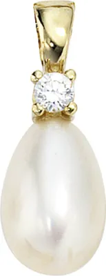 Produktbild von Anhänger Süßwasser-Zuchtperle & Zirkonia & 333 Gelbgold Halsschmuck Damen