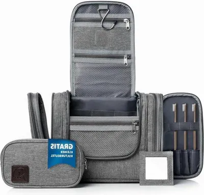 Produktbild von Famanu Kosmetiktasche für Damen und Herren - groß, grau
