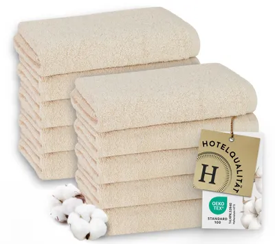 Produktbild von 10er Set Handtücher 50x100 cm Baumwolle 450 g/qm karamel
