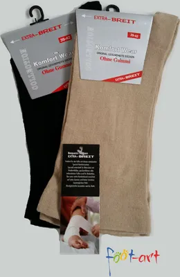 Produktbild von 2 Paar Diabetikersocken EXTRA-BREIT weit Diabetes Strümpfe für Problemfüße verbundene Füße Gr. 43/46 schwarz