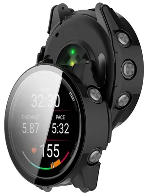 Produktbild von Schutzhülle mit Glas für Garmin Forerunner 70 / 170 / 170 Music, Bizon Case Watch Adamo, Schwarz