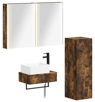 Immagine prodotto di vidaXL Set di mobili da bagno, 4 pezzi, legno di quercia affumicato