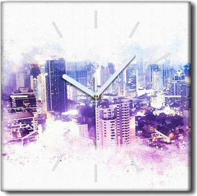 Produktbild von Coloray Uhr auf Leinwand 30x30 cm Wand Uhr Dekoration Wohnzimmer Segeltuch weiße Zeiger -Abstraktion Aquarell