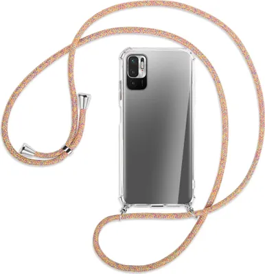 Produktbild von Handykette Backcover-Schutzhülle mit Band (Metall silberfarben) für Xiaomi Redmi Note 10 5G - Rainbow