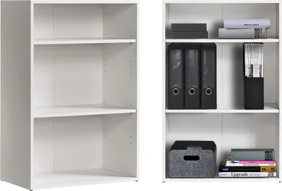 Produktbild von mokebo® Bücherregal weiß aus Holz 'Der Bücherwurm', Schuhregal, Holzregal, Aktenregal, Standregal fürs Wohnzimmer, Büro, Kinderzimmer, Regal klein für die Wand mit viel Stauraum, 60cm Breite