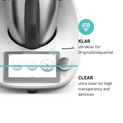 Produktbild von Hanseatic Brands Thermomix TM6 Schutzglas 2er Pack - Klar Asahi Tempered Glass 0.3mm 9H - Blasenfreie Montage inkl. Zubehör-Set