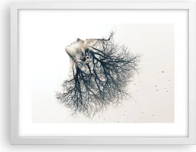 Produktbild von Gerahmtes Poster - Weißer Rahmen - Mädchen Baum Grafik - 40x30 cm - Wand Bild - Wanddeko - Wandbilder - Kunstposter - Wandposter - Bilderrahmen - Bilder - Kunstdruck - Wandbild - P2WAA40x30-4354