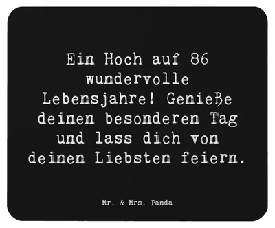 Produktbild von Mr. & Mrs. Panda Mousepad Spruch 86. Geburtstag - Schwarz - Geschenk, Lebensreise, pc, mauspad laptop, mausteppich, Happy Birthday, Jubiläum, Mouse Pad, Erinnerungen