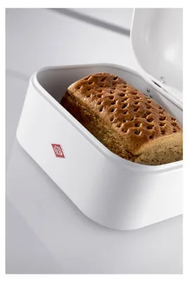 Produktbild von Brotkasten Single Grandy in sand matt, pulverbeschichtetes Stahlblech, mit Lüftungslöchern und stabilem Handgriff