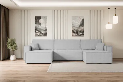 Produktbild von ALTDECOR Ecksofa mit Schlaffunktion und Bettkasten Corner Sofa Eckcouch Couch U-Form universal, links/rechts Schlafcouch Ausziehbar Wohnlandschaft Schlafsofa CELTIC-XLU - 377x143x83cm Hellgrau
