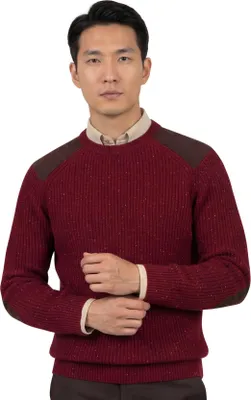 Produktbild von Barbour Pullover rot meliert, gestrickt, Wolle, Rundhalsausschnitt