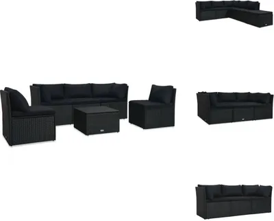 Imagen del producto de vidaXL Juego de 4 piezas de mobiliario de jardín tipo lounge con cojines, fabricado en ratán sintético, color - Sofás de jardín