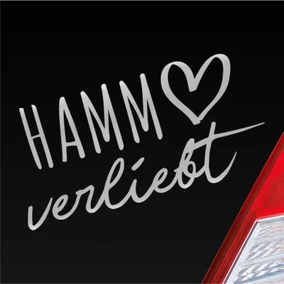 Produktbild von Auto Aufkleber Hamm verliebt Herz Stadt Heimat Liebe Car 19x10 cm Silber Sticker Heckscheibenaufkleber