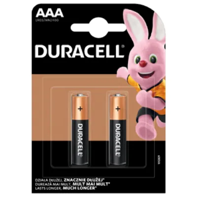 Zdjęcie produktu dla BATERIE ALKALICZNE ZESTAW 2 SZT AAA LR03 Duracell BATERIE ALKALICZNE ZESTAW 2 SZT AAA LR03 Duracell