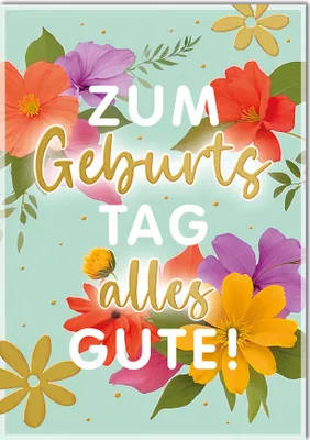 Produktbild von Geburtstag Blüten groß bunt alles Gute Große DIN A4-Karte mit Umschlag XXL-Karte