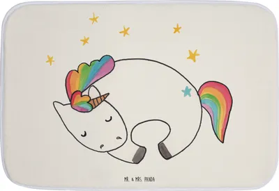 Produktbild von Mr. & Mrs. Panda Badezimmerteppich Einhorn Nacht - Weiß - Geschenk, Traum, Badematte, Einhörner, Unicorn, Duschvorleger, Freundin, Badteppich, duschmatte, Badvorleger
