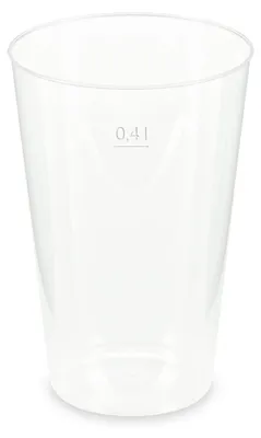 Produktbild von 10x Mehrwegbecher Pfandbecher transparent stabil+ PP 0,4L Eichstrich Ø 87mm